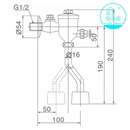 Van Xả Nhấn Tiểu Nam INAX UF-8V (UF-6V) Ống Cong - 5