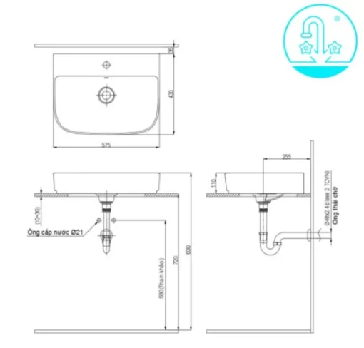 Chậu Rửa Lavabo INAX AL-632V Đặt Bàn Aqua Ceramic - 5