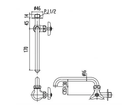 Vòi Nước INAX LF-16-13 Lạnh Gắn Tường - 5