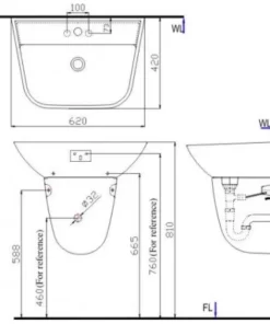 Chân Ngắn Lavabo INAX L-297VC - 9