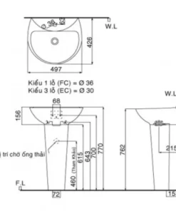 Chậu Rửa Lavabo INAX L-285V/L-288VD Kèm Chân Dài Treo Tường - 10 Chậu Rửa Lavabo INAX L-285V/L-288VD Kèm Chân Dài Treo Tường - 9