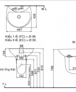 Chậu Rửa Lavabo INAX L-285V/L-288VC Kèm Chân Ngắn Treo Tường - 10 Chậu Rửa Lavabo INAX L-285V/L-288VC Kèm Chân Ngắn Treo Tường - 9