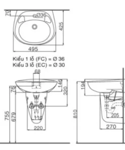 Chậu Rửa Lavabo INAX L-284V/L-284VC Kèm Chân Ngắn Treo Tường - 9