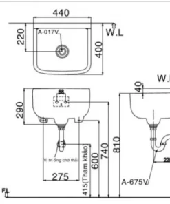 Chậu Rửa Lavabo INAX S-17V Đa Năng Treo Tường - 9