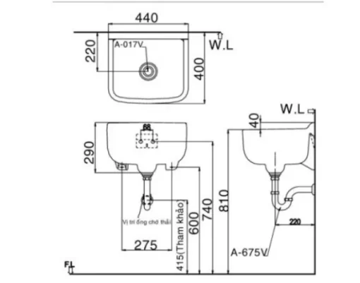 Chậu Rửa Lavabo INAX S-17V Đa Năng Treo Tường - 5