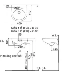 Chậu Rửa Lavabo INAX L-282V Treo Tường - 9