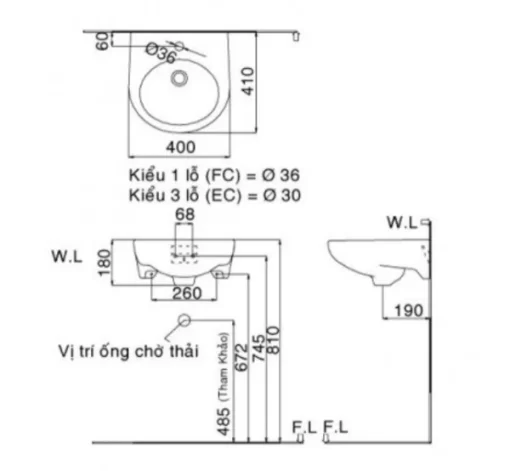 Chậu Rửa Lavabo INAX L-282V Treo Tường - 5