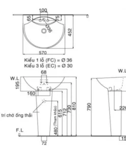 Chậu Rửa Lavabo INAX L-288V/L-288VD Kèm Chân Dài Treo Tường - 10 Chậu Rửa Lavabo INAX L-288V/L-288VD Kèm Chân Dài Treo Tường - 9