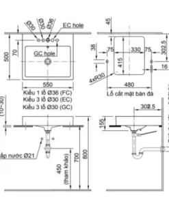Chậu Rửa Lavabo INAX AL-536V Đặt Bàn Aqua Ceramic - 9