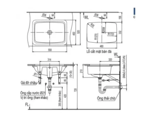 Chậu Rửa Lavabo INAX L-2298V Âm Bàn - 5