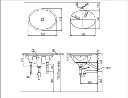 Chậu Rửa Lavabo INAX L-2293V Âm Bàn - 5