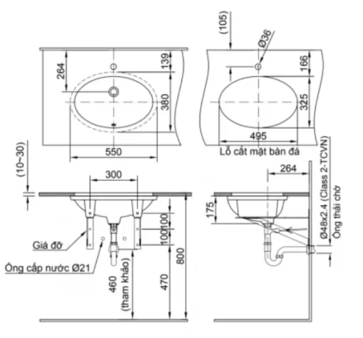 Chậu Rửa Lavabo INAX L-2216V Âm Bàn - 5