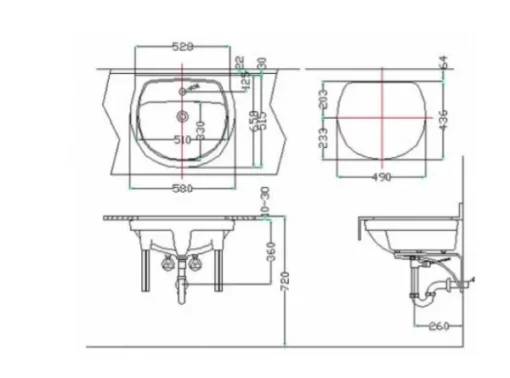 Chậu Rửa Lavabo INAX AL-2094V Âm Bàn Aqua Ceramic - 5