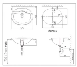 Chậu Rửa Lavabo INAX L-2395V Dương Vành - 9