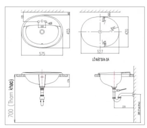 Chậu Rửa Lavabo INAX L-2395V Dương Vành - 5