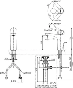 Vòi Lavabo TOTO TLG01301V Gật Gù Nóng Lạnh GO - 9