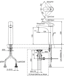 Vòi lavabo TOTO TLG01304V Gật Gù Nóng Lạnh GO - 9