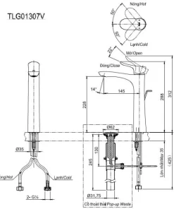 Vòi Lavabo TOTO TLG01307V Gật Gù Nóng Lạnh GO - 9