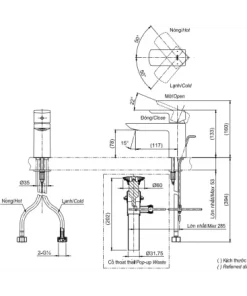 Vòi Lavabo TOTO TLG02301V Gật Gù Nóng Lạnh GR - 9