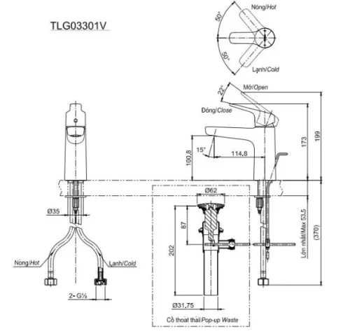Vòi Lavabo TOTO TLG03301V Gật Gù Nóng Lạnh GS - 5