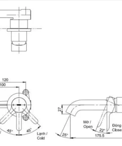 Vòi Lavabo TOTO TLS01309B Gật Gù Nóng Lạnh Gắn Tường LG (2 Lỗ) - 9