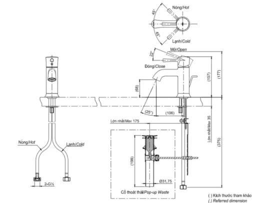 Vòi Lavabo TOTO TLS02301V Gật Gù Nóng Lạnh LN - 5