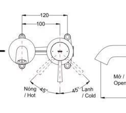 Vòi Lavabo TOTO TLS02308B Gật Gù Nóng Lạnh Gắn Tường LN (2 Lỗ) - 9