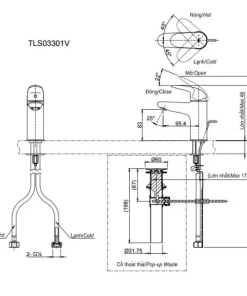 Vòi Lavabo TOTO TLS03301V Gật Gù Nóng Lạnh LC - 9