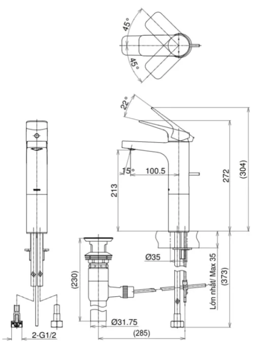 Vòi Lavabo TOTO TTLR302FV-1 Gật Gù Nóng Lạnh REI-S - 5