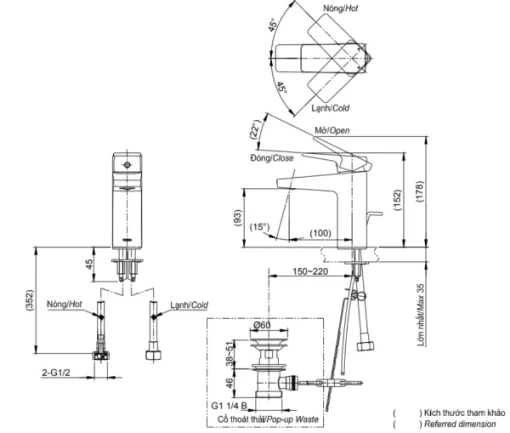 Vòi Lavabo TOTO TVLM108RU Gật Gù Nóng Lạnh RUFICE - 5
