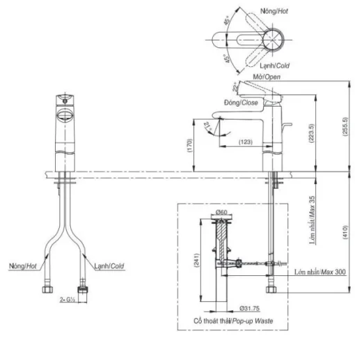 Vòi Lavabo TOTO TVLM111NS Gật Gù Nóng Lạnh NEW STANDARD - 5