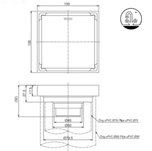 Phễu Thoát Sàn TOTO TVBA413 - 7