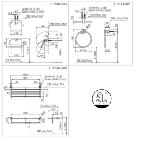 Bộ Phụ Kiện TOTO YS406N3V 3 Món - 7