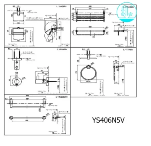 Bộ Phụ Kiện TOTO YS406N5V 5 Món - 5