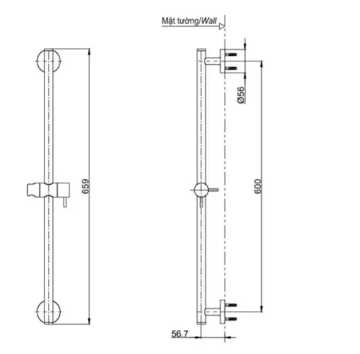 Thanh Trượt Sen Tắm TOTO TBW01016B - 5