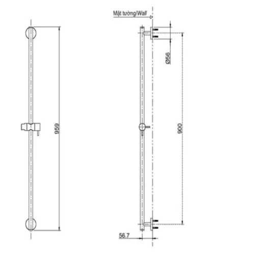 Thanh Trượt Sen Tắm TOTO TBW01015B - 5