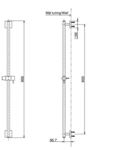 Thanh Trượt Sen Tắm TOTO TBW02011B - 10 Thanh Trượt Sen Tắm TOTO TBW02011B - 9