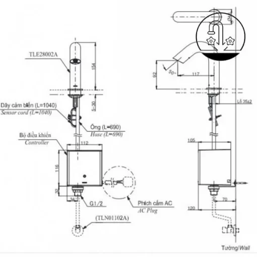 Vòi Lavabo TOTO TLE29002A/TLE04502A1/TLN01102A Cảm Ứng Nước Lạnh - 7