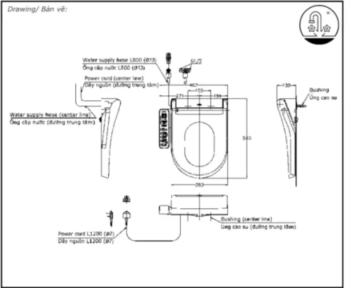 Nắp Rửa Điện Tử Washlet TOTO TCF33370GAA#NW1 Dòng S2 - 5