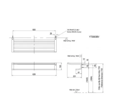 Thanh Vắt Khăn TOTO YTS903BV 2 Tầng - 5