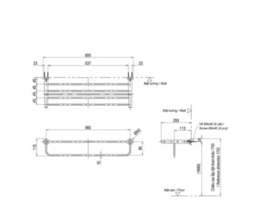 Thanh Vắt Khăn TOTO YTS406BV 2 Tầng - 5