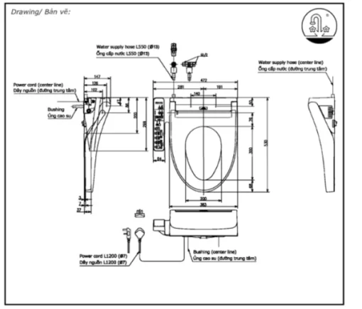 Nắp Rửa Điện Tử Washlet TOTO TCF23410AAA#NW1 Dòng C2 - 5