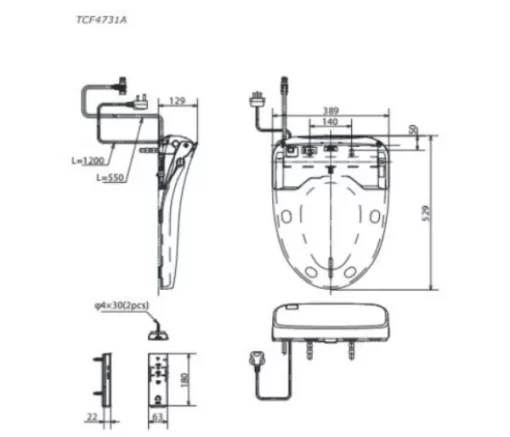 Nắp Rửa Điện Tử Washlet TOTO TCF4732A#NW Dòng S7 - 5