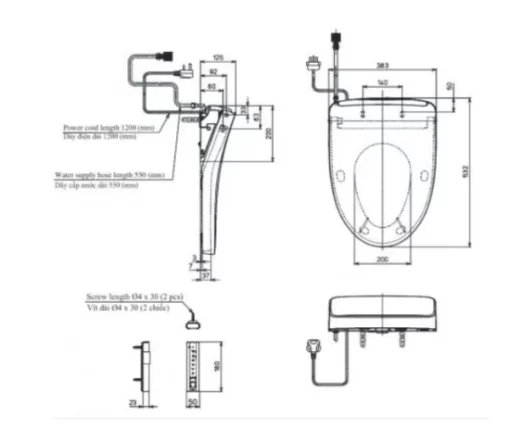 Nắp Rửa Điện Tử Washlet TOTO TCF4911Z#NW1 Dòng S7 - 15