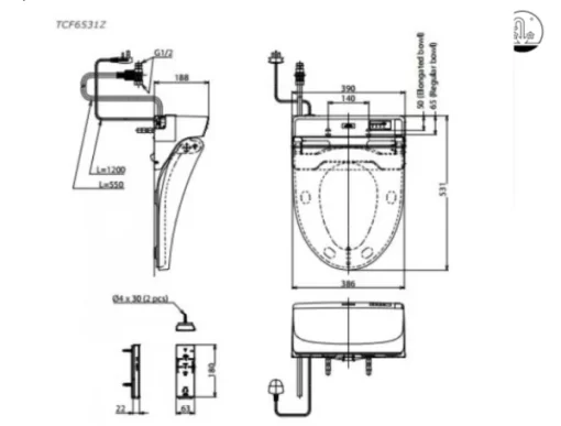 Nắp Rửa Điện Tử Washlet TOTO TCF6531Z#NW1 Dòng C5 - 5