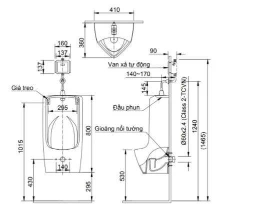 Bồn Tiểu Nam INAX U-411V Treo Tường - 5