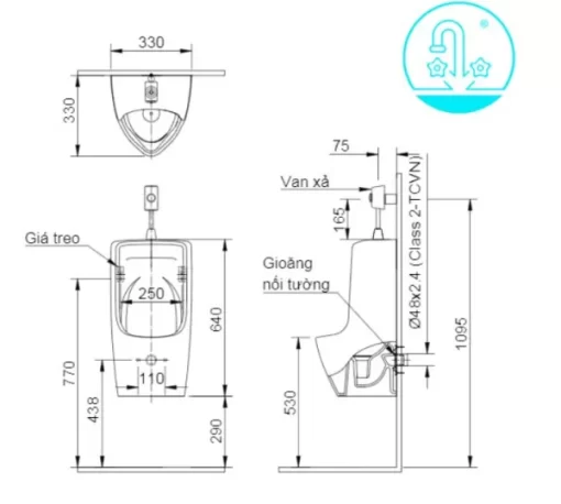 Bồn Tiểu Nam INAX AU-431VR Treo Tường Men Chống Bám Bẩn - 5