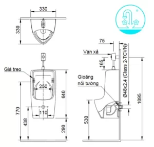 Bồn Tiểu Nam INAX U-431VR Treo Tường - 9