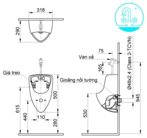 Bồn Tiểu Nam INAX U-440V Treo Tường - 5
