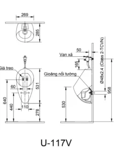Bồn Tiểu Nam INAX U-117V Treo Tường - 10 Bồn Tiểu Nam INAX U-117V Treo Tường - 9